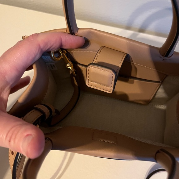 Tory Burch Tan Mini Bag with Structured Shape and Top Handle - Picture 6 of 9